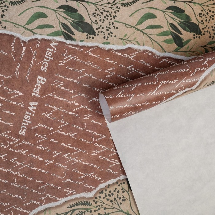 Бумага упаковочная крафтовая «Эко листы», 50 × 70 см