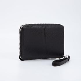

Портмоне мужское 3 в 1 для автодокументов и паспорта, цвет чёрный