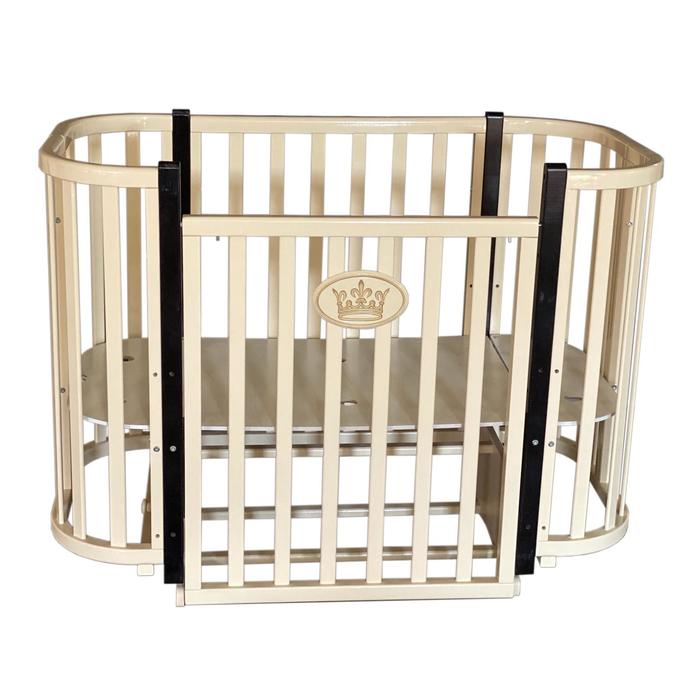 фото Детская кровать estelle-4, автостенка, поперечный маятник, колесо, цвет слоновая кость кедр