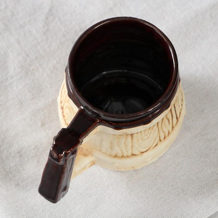 Кружка для пива "Бочонок" шамот, 0,2 л