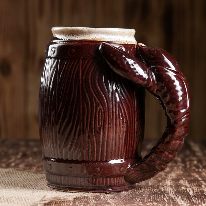 Кружка для пива "Кум" коричневая, 1 л