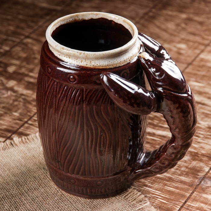 Кружка для пива "Кум" коричневая, 1 л