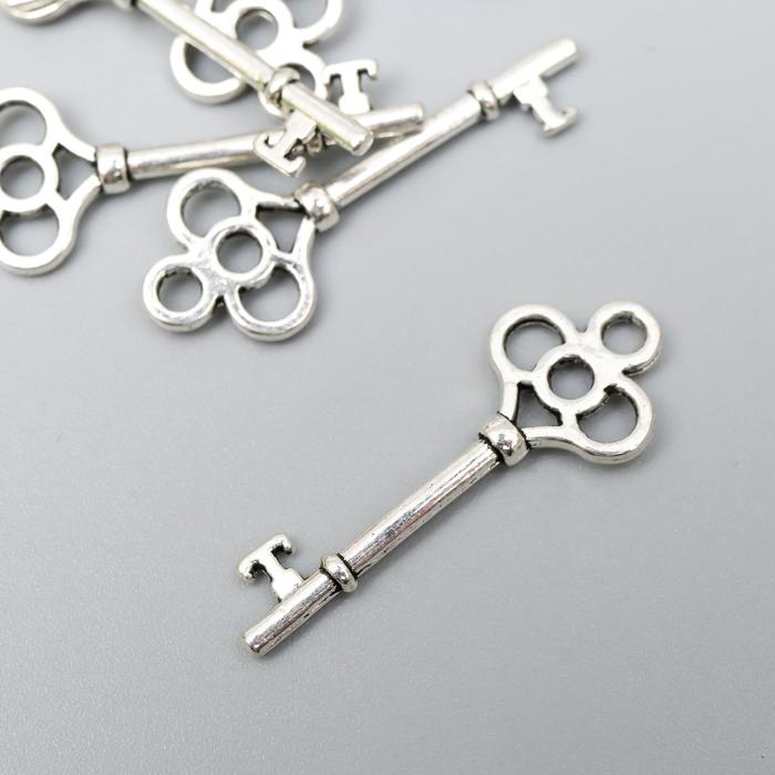 Декоративный элемент Ключ цвет серебро 9*25 мм