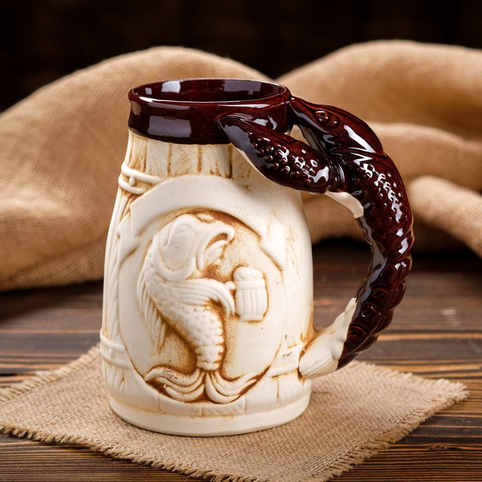 Кружка для пива "Рак" шамот, 1 л