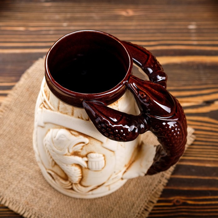 Кружка для пива "Рак" шамот, 1 л