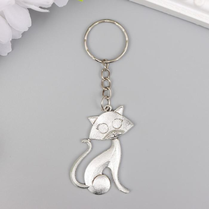 

Брелок металл "Кошечка" серебро 4,3х3 см