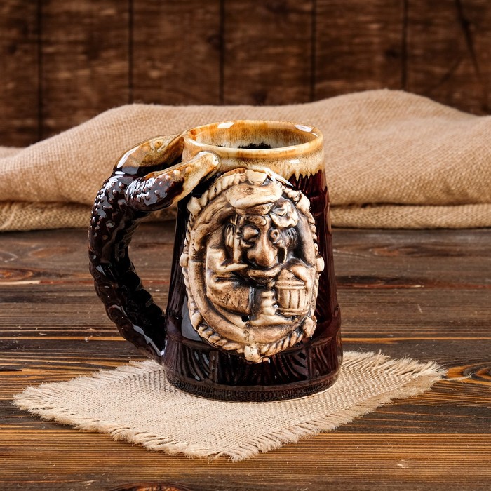 Кружка для пива "Рак" прикол, коричневая, 0,7 л