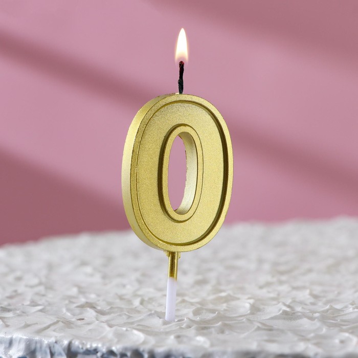 Свеча в торт цифра 0 золото, 5 см свеча цифра в торт 0 золото