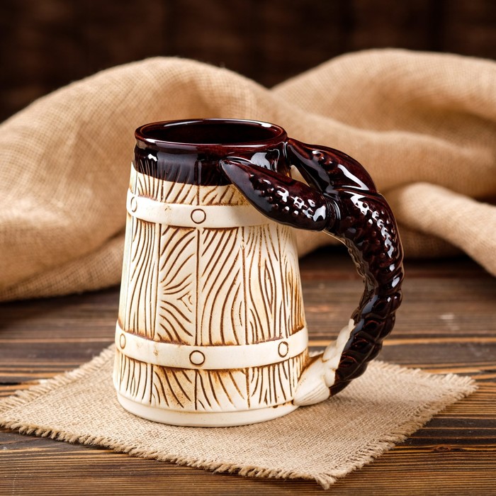 Кружка для пива "Рак" шамот, 0,7 л