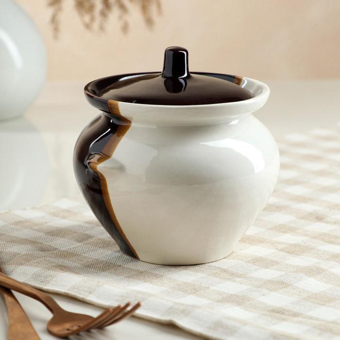 Горшочек для запекания бело-коричневый, 0,45 л