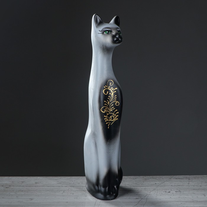 Копилка "Кот Мона" большая, акрил, золотая узор, микс