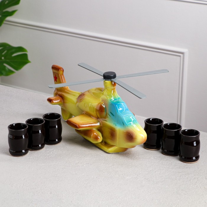 Штоф с рюмками "Вертолет", 7 предметов, 0,75 л, микс
