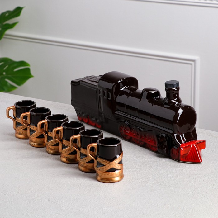 Штоф с рюмками "Паровоз" 7 предметов, 1,3 л