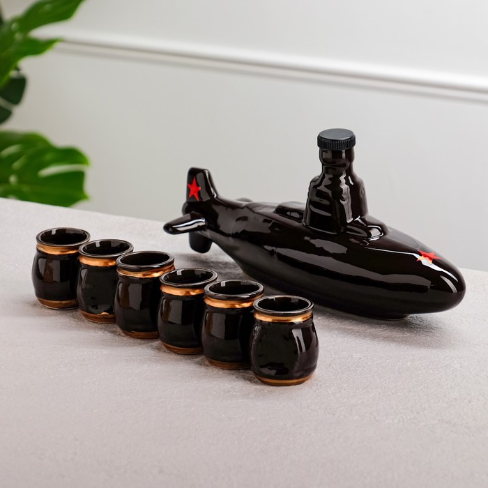 Штоф с рюмками "Подлодка" 7 предметов, 0,5 л/ 0,05 л