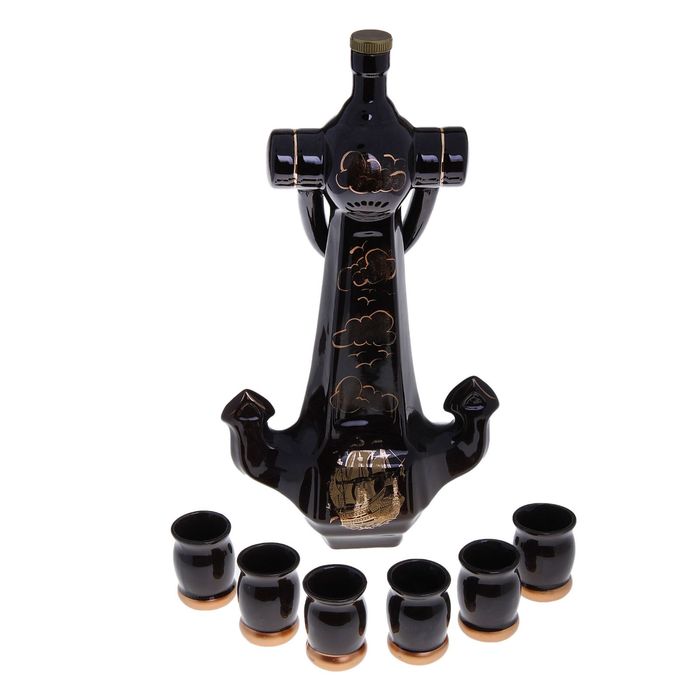 Штоф с рюмками "Якорь большой" 7 предметов, 1 л, микс