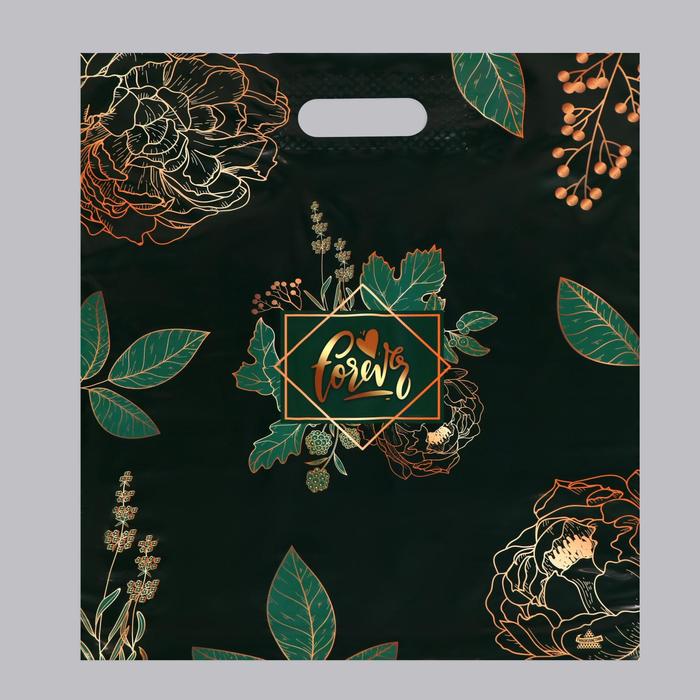 

Пакет "Изумруд с золотом", полиэтиленовый с вырубной ручкой, 60 мкм 38х45 см