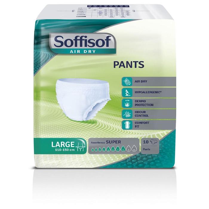 Soffisof Подгузники для взрослых AIR DRY PANTS SUPER, размер L, 10 шт