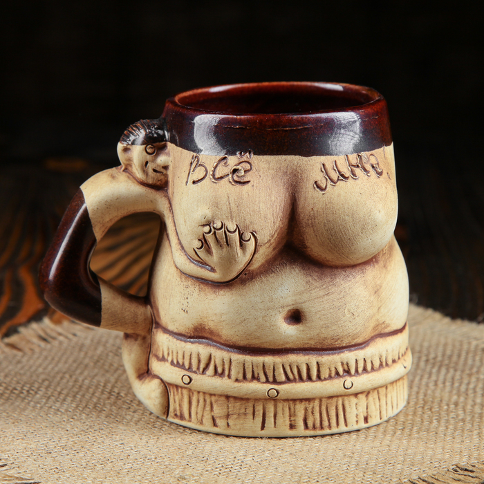 Кружка для пива "Баня" шамот, 0,5 л, микс