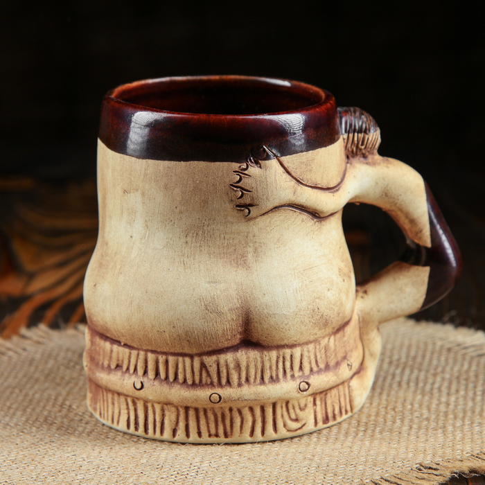 Кружка для пива "Баня" шамот, 0,5 л, микс