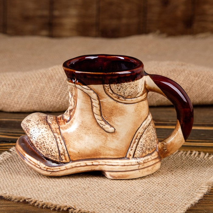Кружка для пива "Ботинок" шамот, 0,4 л