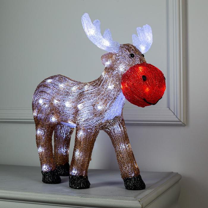 Светодиодная фигура «Мультяшный олень» 45 × 40 × 25 см, акрил, 50 LED, 220 В, свечение белое светодиодная новогодняя фигура эра eniof 15 олень 50 led