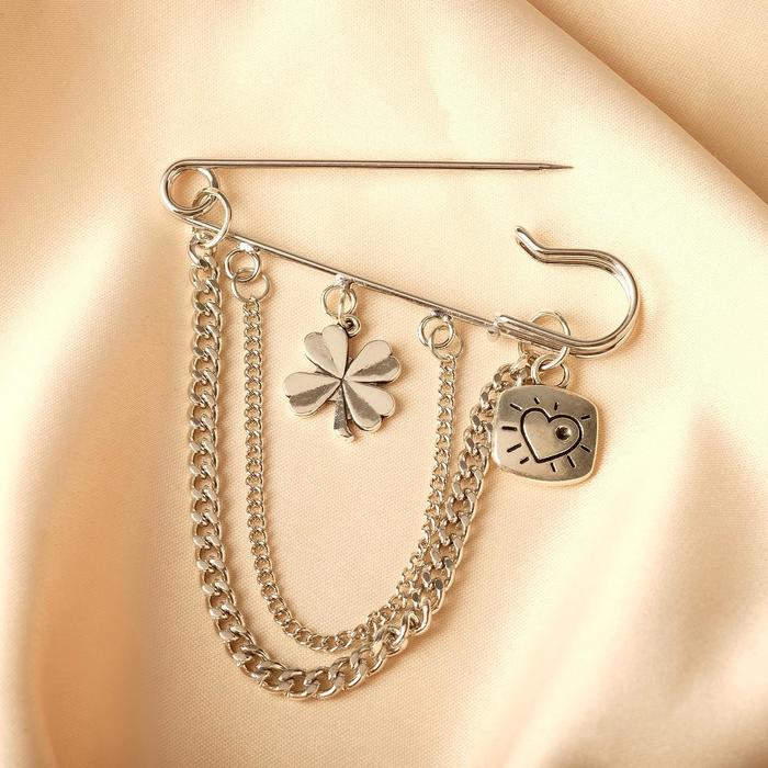 

Булавка с подвесками "Удачи в любви", 7,5см, цвет серебро