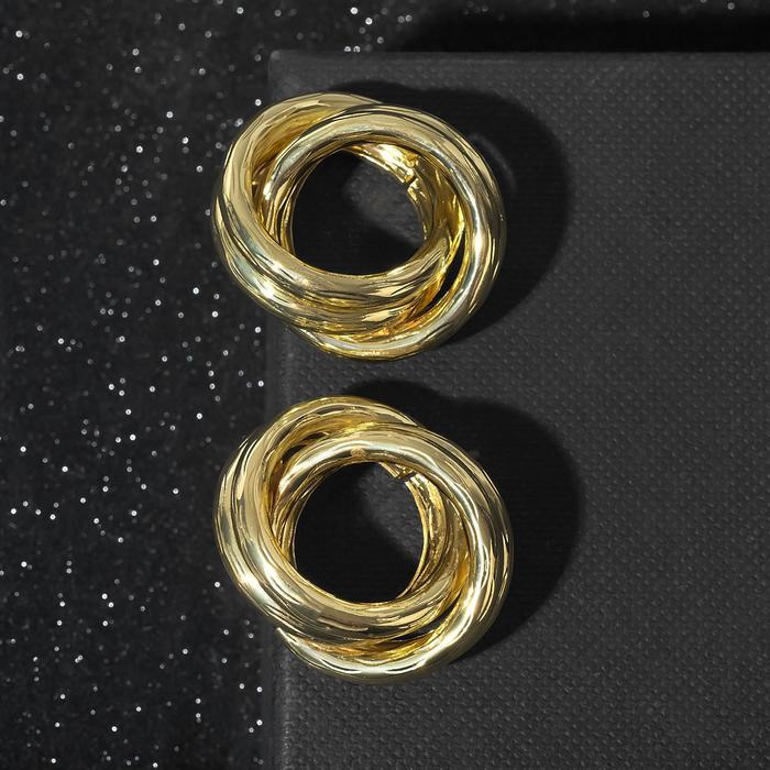 Серьги металл «Геометрия» круги переплетённые, цвет золото серьги металл геометрия овалы переплетённые цвет серый металл