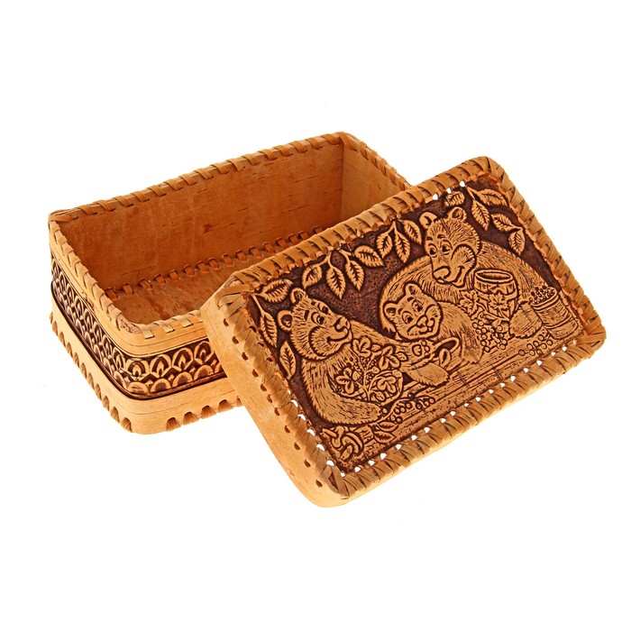 Шкатулка Три Медведя береста