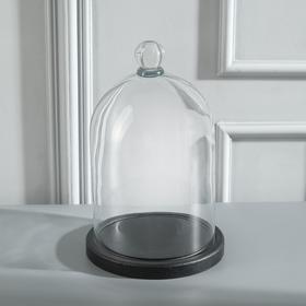 Стеклянный купол-клош с шариком на подставке "Родрик", 26х15 см, стекло, черный от Сима-ленд