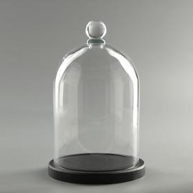 Стеклянный купол-клош с шариком на  подставке 'Родрик', 24х15 см, стекло, черный Ош