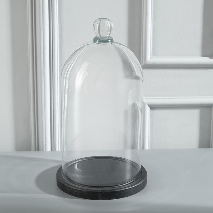 Стеклянный купол-клош с шариком на  подставке 