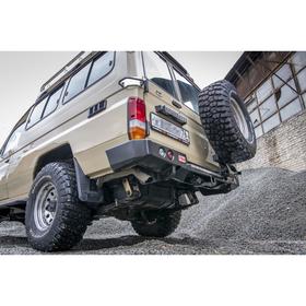 

Бампер РИФ силовой задний Toyota LC 78 2007+ с квадратом под фаркоп, калиткой и фонарями