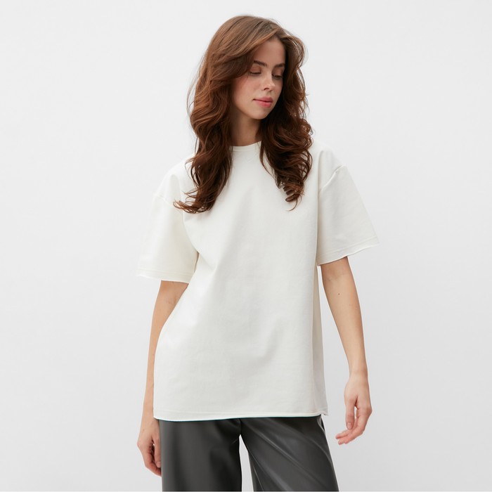 

Футболка женская MINAKU OVERSIZE FIT: цвет экрю, р-р 50