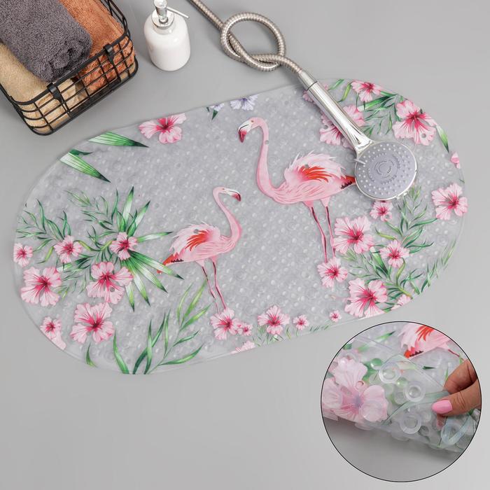 SPA-коврик для ванны на присосках Доляна «Фламинго», 36×67 см