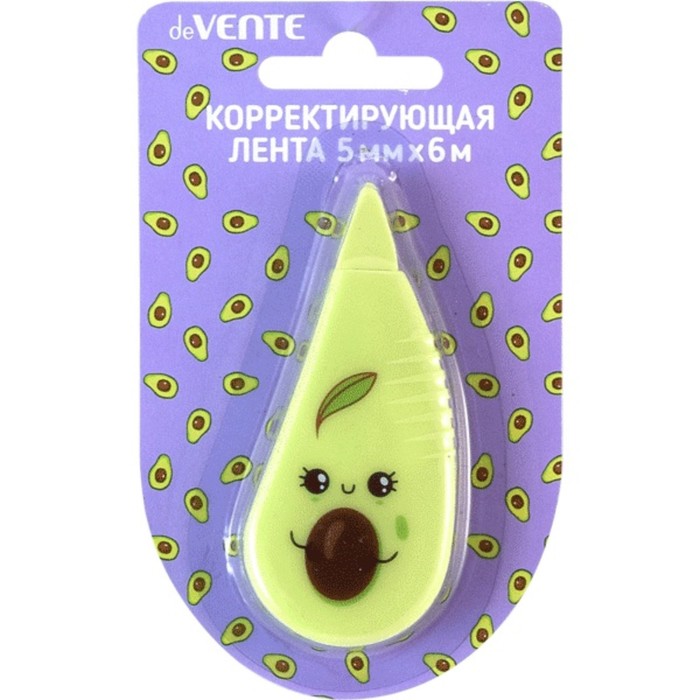 Корректирующая лента 5 мм x 6 м, deVENTE Avocado, регулировка натяжения ленты, фронтальный аппликатор корректирующая лента 5 мм x 6 м devente cute cat регулировка натяжения ленты фронтальный аппликатор