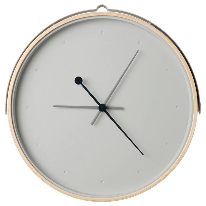 фото Настенные часы ротблота, ясеневый шпон, 42 см, цвет светло-серый ikea