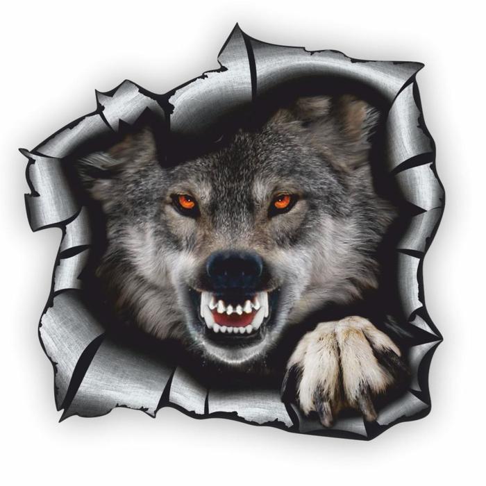 Наклейка Разлом Волк, 15 х 15 см цена и фото