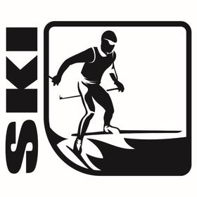 Наклейка 'Спорт - лыжи', плоттер, черная, 10 х 8 см Ош