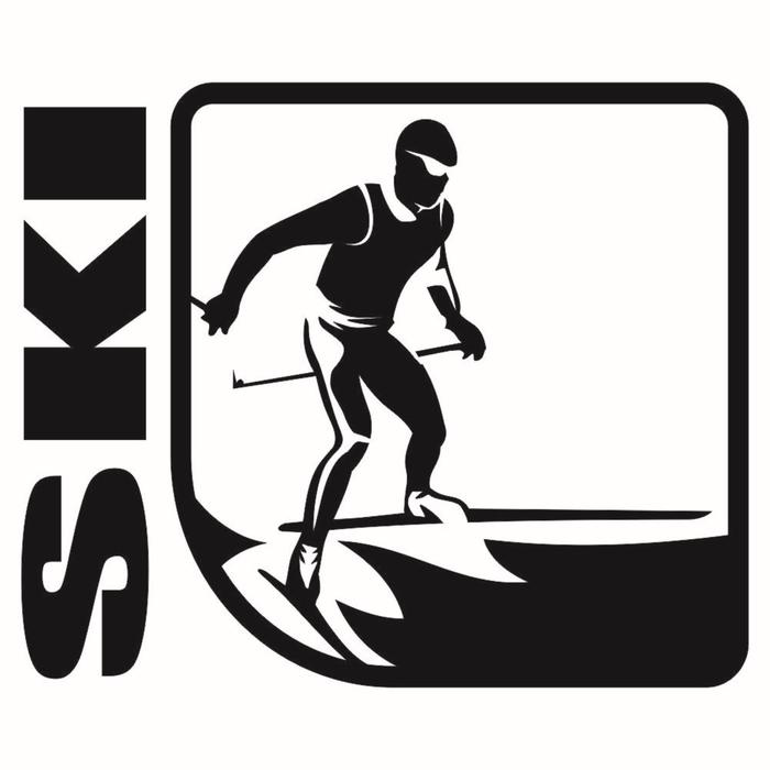 Наклейка Спорт - лыжи, плоттер, черная, 10 х 8 см