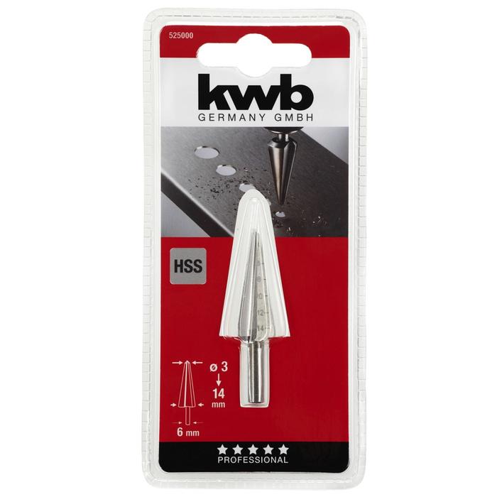 

Сверло конусное по металлу KWB, 3-14х60 мм, хвостовик d=6 мм, быстрорежущая сталь HSS