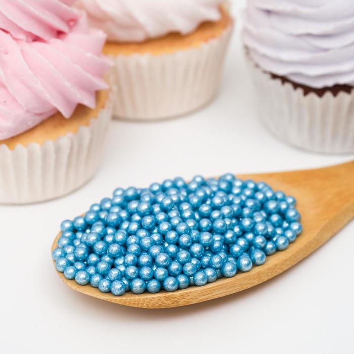 фото Кондитерская посыпка шарики 4 мм, голубой хром, 50 г кондимир