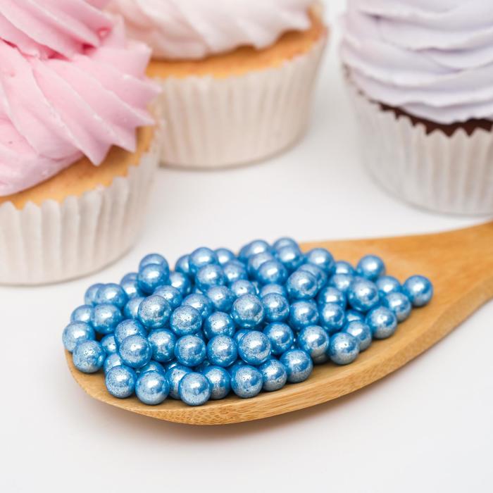 фото Кондитерская посыпка шарики 8 мм, голубой хром, 50 г кондимир