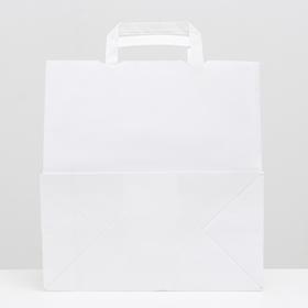 

Пакет крафт, белый, с плоскими ручками, 28 х 15 х 30 см