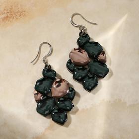 

Серьги из акрила "Саламандра" камни, цвет коричнево-зелёный