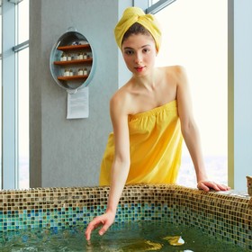 Набор для бани Spa day жен.парео 80х150±4 см, чалма, 100% хл., ваф.полотно, жёлтый от Сима-ленд