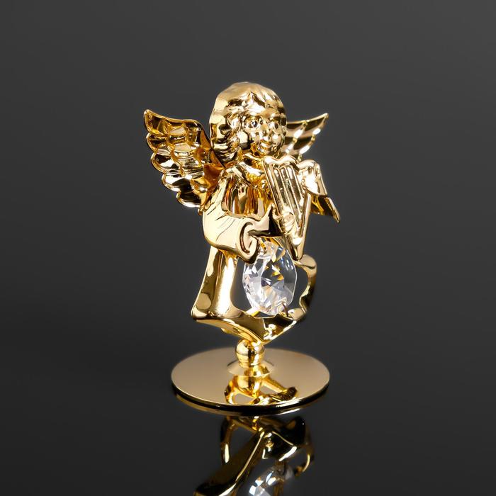 Сувенир "Ангел с арфой" с 1 кристаллом ,на подставке 5,5х3,5х6см