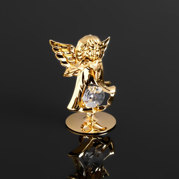 Сувенир "Ангел с флейтой" с 1 кристаллом ,на подставке, 5,5х3,5х6см
