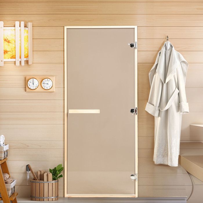 Дверь для бани и сауны Классика, бронза, размер коробки 200 х 80 см, 6мм дверь для бани и сауны стеклянная бронза размер коробки 190х67 6мм левое открывание