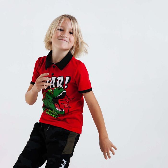 фото Футболка-поло для мальчика, цвет красный, рост 122 см (7 лет) практик
