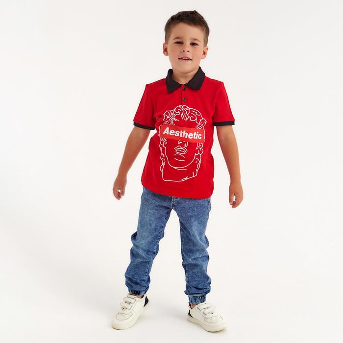 Футболка-поло для мальчика, цвет красный, рост 140 см (10 лет) футболка поло для мальчика цвет василек рост 140 см 10 лет